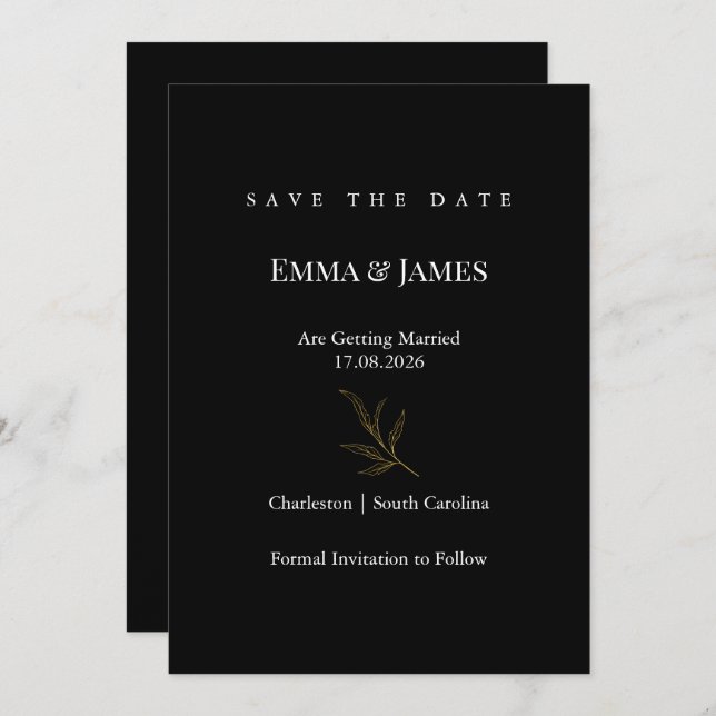 Elegant Minimalist Save the Date Card | Modern (Front/Back)