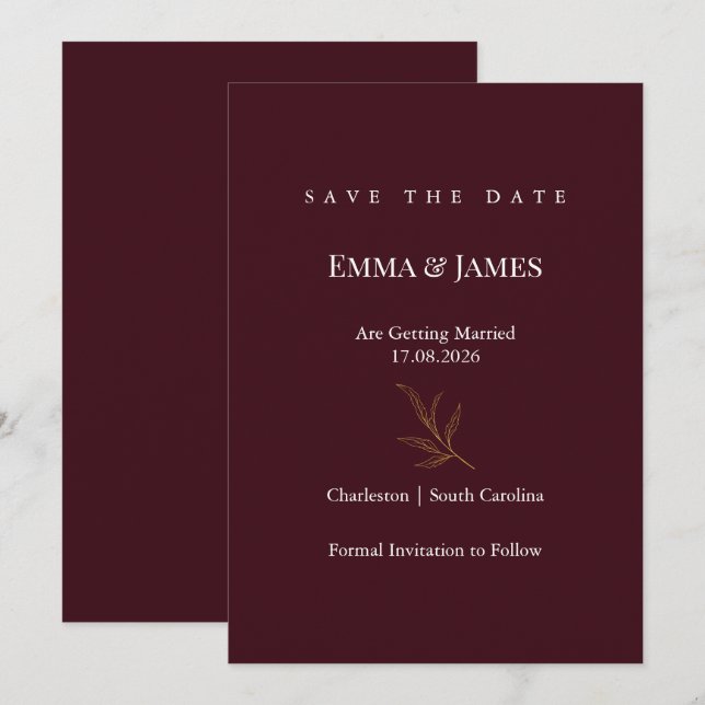 Elegant Minimalist Save the Date Card | Modern (Front/Back)
