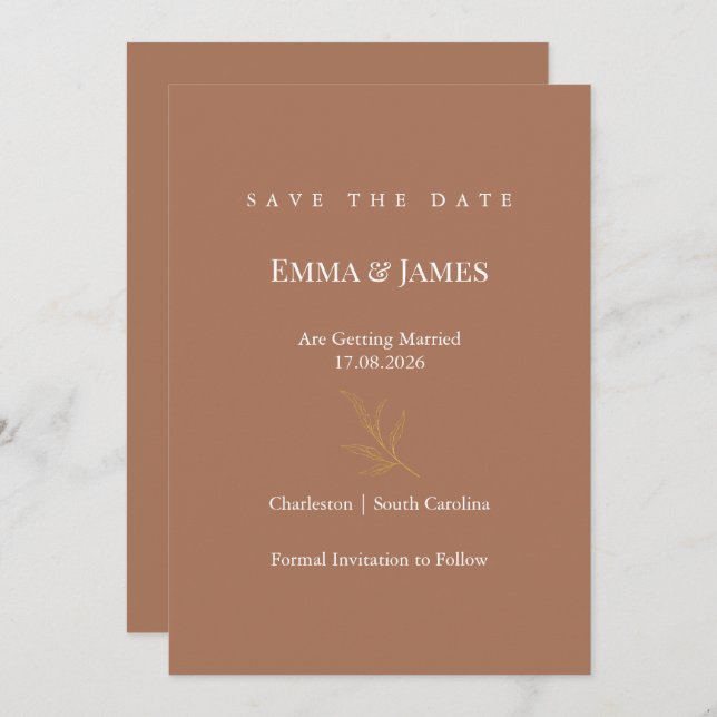 Elegant Minimalist Save the Date Card | Modern (Front/Back)