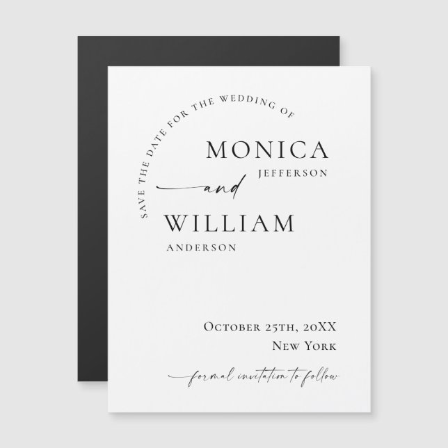 Elegant Minimalist Save the Date Magnetic Card (Front/Back)