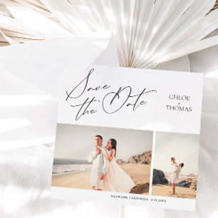 Elegant Minimalist Script 2 Photo Save The Date