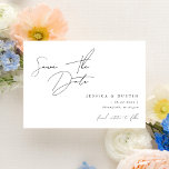 Elegant Minimalist Script Black and White Save The Date<br><div class="desc">Highlight your big day in style with this minimalistic modern save the date card featuring elegant fonts. All fonts and colours are completely customisable. Use the advanced editing tools to customise further. This design is part of a collection.</div>