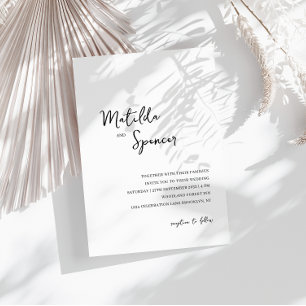 Elegant Minimalist Script Black and White Wedding Invitation