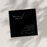 Elegant Minimalist Script | Black Square Wedding Invitation<br><div class="desc">This elegant minimalist script | black square wedding invitation is perfect for your classic simple black and white minimal modern boho wedding. The design features whimsical, delicate, and romantic handwritten calligraphy lettering with formal shabby chic typography. The look will go well with any wedding season: spring, summer, fall, or winter!...</div>