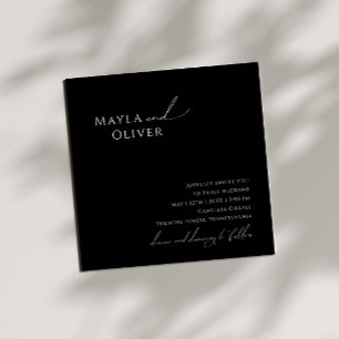Elegant Minimalist Script Black Square Wedding Invitation