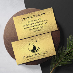 elegant minimalist script candle maker gold foil business card