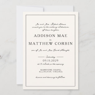 Elegant Minimalist Script Cream Wedding Invitation