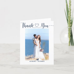 Elegant Minimalist Script Custom Photo Folding Thank You Card