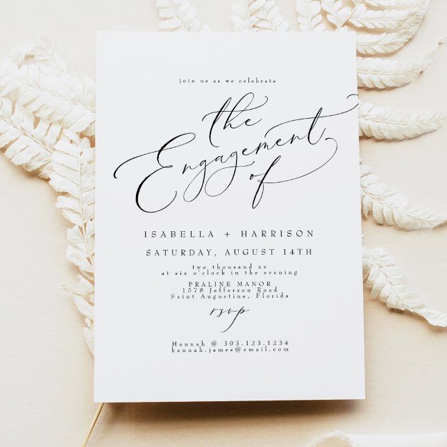 Elegant Minimalist Script Engagement Party Invitation (Creator Uploaded)