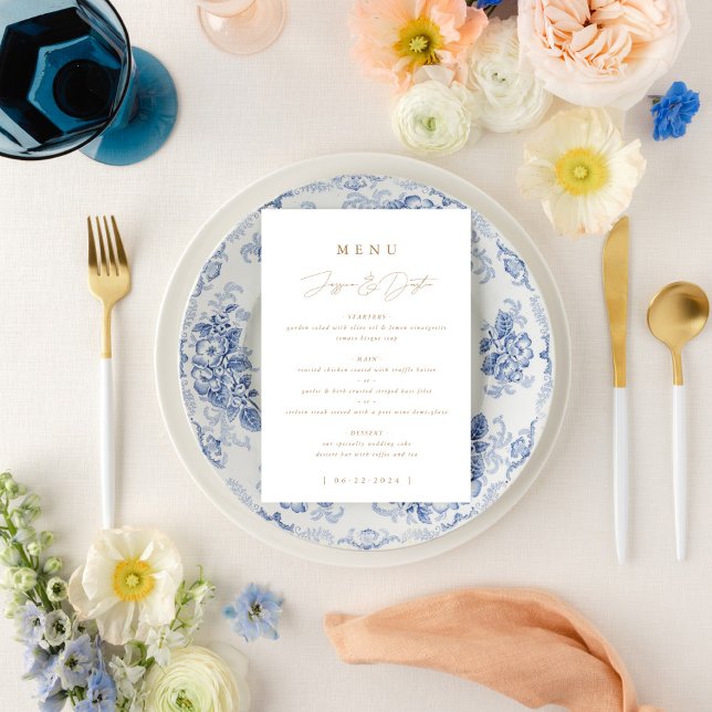 Elegant Minimalist Script Gold Wedding Menu (Creator Uploaded)
