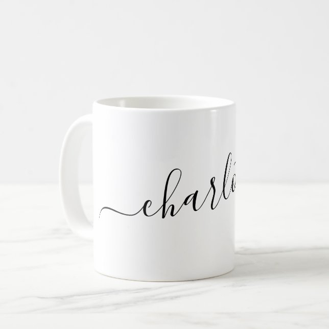 Elegant Minimalist Script Modern Name Personalised Coffee Mug (Front Left)
