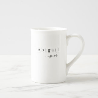 Elegant Minimalist Script Name Personalised Bone China Mug