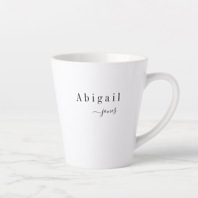 Elegant Minimalist Script Name Personalised Latte Mug (Right)