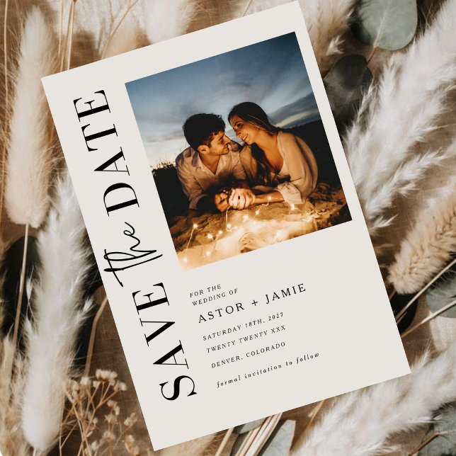 Elegant Minimalist Script Photo Wedding Save The Date (Creator Uploaded)