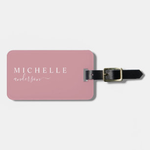 Elegant Minimalist Script Pink Luggage Tag