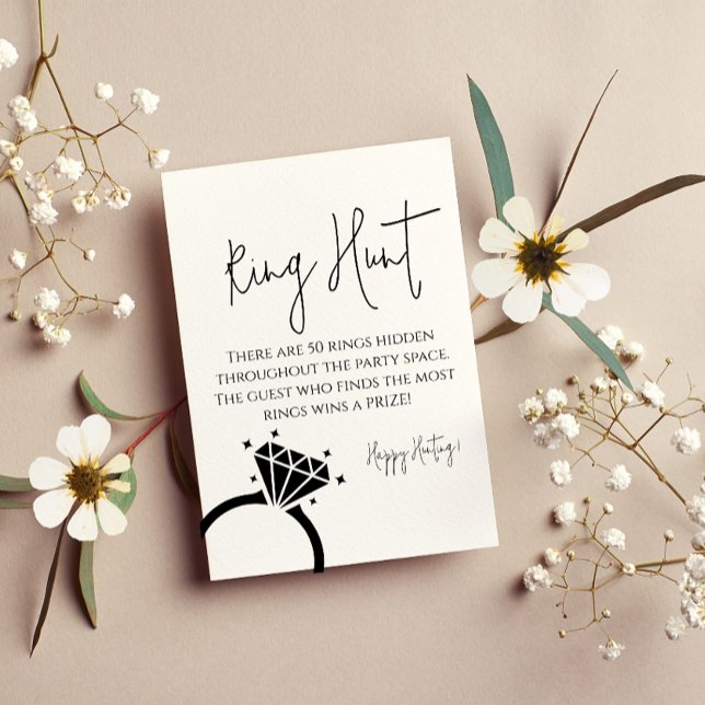 Elegant Minimalist script ring hunt bridal shower  Pedestal Sign (Creator Uploaded)