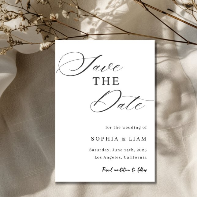 Elegant Minimalist Script Save the Date Card (Creator Uploaded)