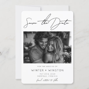 Elegant Minimalist Script Two Photo  Save The Date