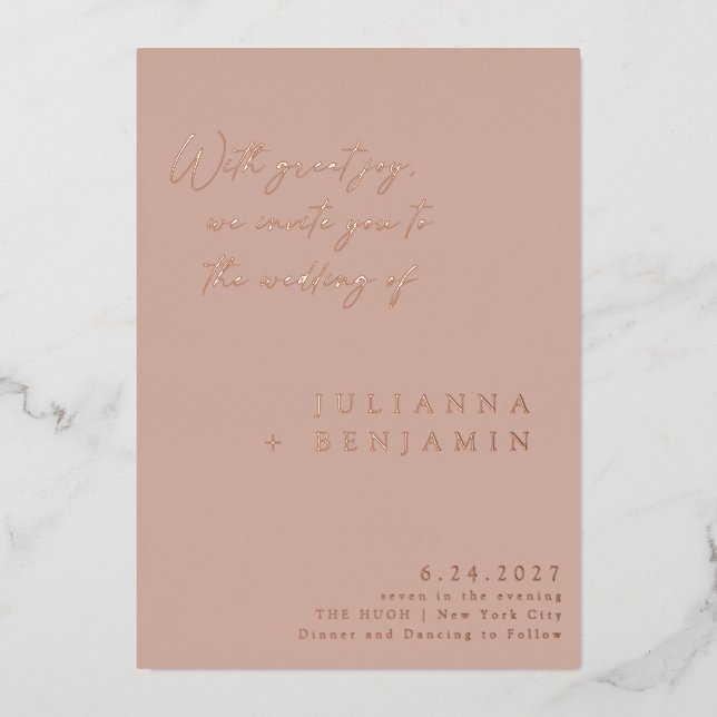 Elegant Minimalist Script Wedding Blush Rose Gold (Front)