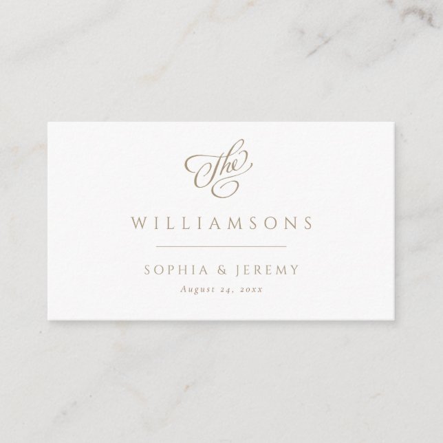 Elegant Minimalist Script Wedding Enclosure Card (Front)