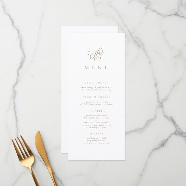Elegant Minimalist Script Wedding Menu (Front/Back In Situ)