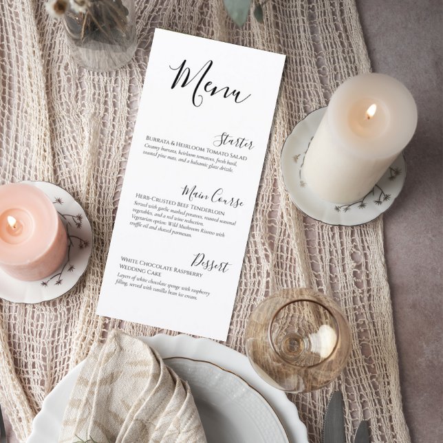 Elegant Minimalist Script Wedding Menu Card (Creator Uploaded)