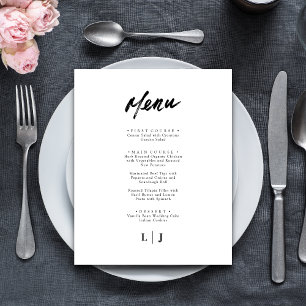 Elegant Minimalist Script Wedding Menu Cards