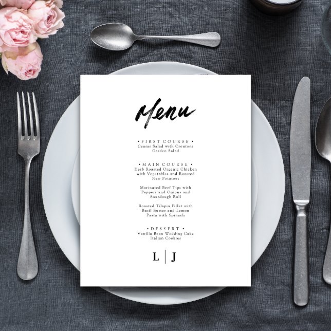 Elegant Minimalist Script Wedding Menu Cards (Creator Uploaded)