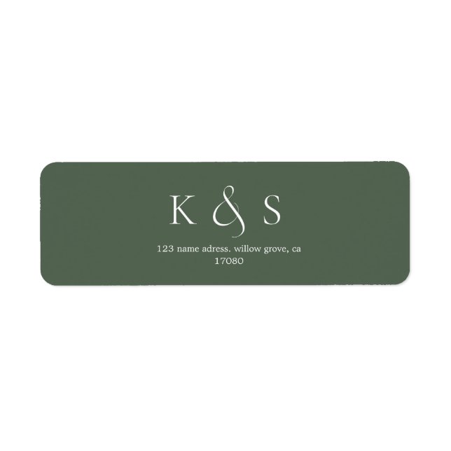 Elegant Minimalist Script Wedding Monogram Label (Front)