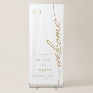 Elegant Minimalist Script Wedding Welcome Retractable Banner
