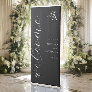 Elegant Minimalist Script Wedding Welcome Retractable Banner