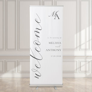Elegant Minimalist Script Wedding Welcome Retractable Banner