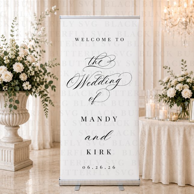 Elegant Minimalist Script Wedding Welcome Sign  (welcome wedding banner)