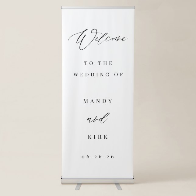 Elegant Minimalist Script Wedding Welcome Sign  (Front)