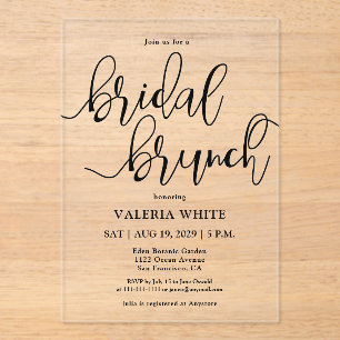 Elegant Minimalist Scripture Bridal Brunch Acrylic Invitations