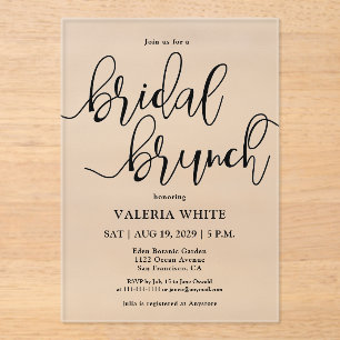 Elegant Minimalist Scripture Bridal Brunch Acrylic Invitations