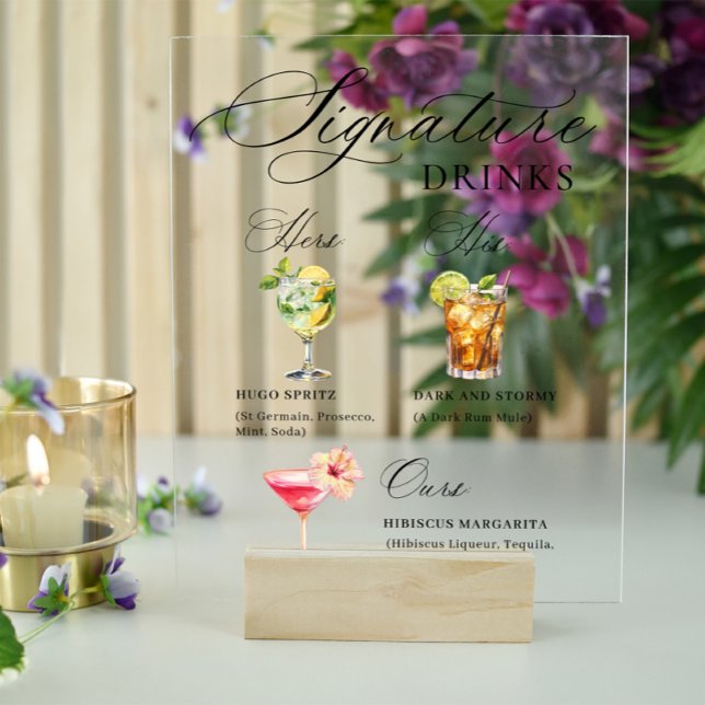 Elegant Minimalist Signature Cocktail Mimosa Bar Acrylic Sign (Creator Uploaded)