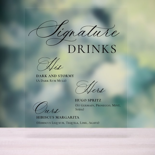 Elegant Minimalist Signature Cocktail Mimosa Bar Acrylic Sign (Neutral)