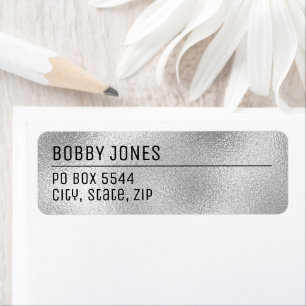 Elegant Minimalist Silver Metallic Return Address