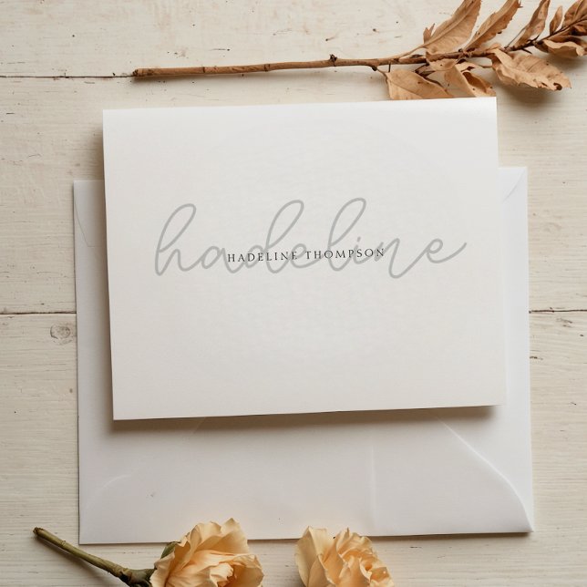Elegant Minimalist Silver Monogrammed Script Name Card (Creator Uploaded)
