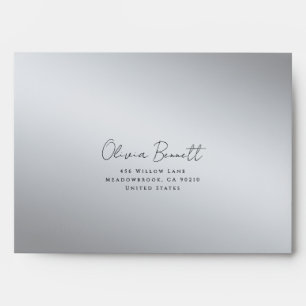 Elegant Minimalist Silver Wedding Envelope