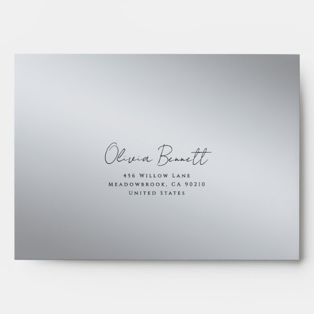 Elegant Minimalist Silver Wedding Envelope (Front)