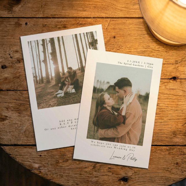 Elegant Minimalist Simple 2-Photo Wedding Invitation (Elegant Minimalist Simple 2-Photo Wedding Invitation.)