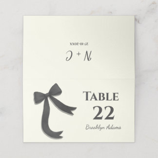 Elegant Minimalist Simple Black Bow Place Card