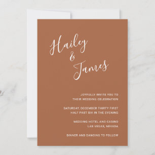 Elegant Minimalist Simple Boho Terracotta Wedding Invitation