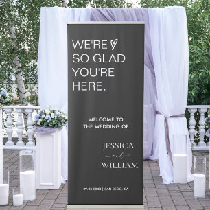 Elegant Minimalist Simple Chic Wedding Welcome Retractable Banner