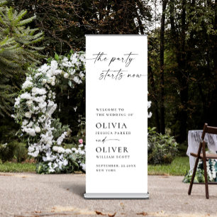 Elegant Minimalist Simple Classy Wedding Welcome Retractable Banner