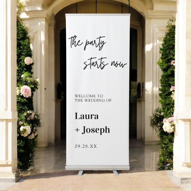 Elegant Minimalist Simple Classy Wedding Welcome Retractable Banner (Elegant minimalist classy wedding welcome banner creates a refined, inviting entrance.)