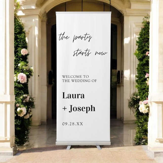 Elegant Minimalist Simple Classy Wedding Welcome Retractable Banner (Elegant minimalist wedding welcome banner creates a classy, inviting first impression.)