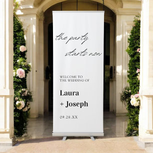 Elegant Minimalist Simple Classy Wedding Welcome Retractable Banner